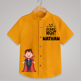 Scary Night Shirt | Personalized Kids Shirt for Halloween Festivities - CHROME YELLOW - 0 - 6 Months Old (Chest 23")
