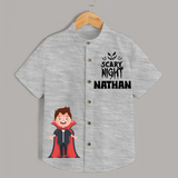 Scary Night Shirt | Personalized Kids Shirt for Halloween Festivities - GREY - 0 - 6 Months Old (Chest 23")