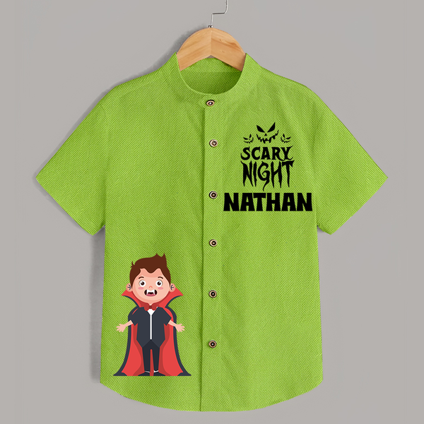 Scary Night Shirt | Personalized Kids Shirt for Halloween Festivities - LIME GREEN - 0 - 6 Months Old (Chest 23")