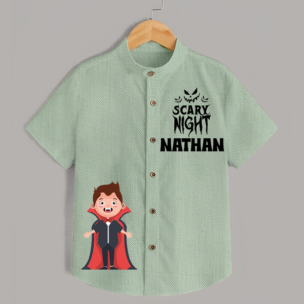 Scary Night Shirt | Personalized Kids Shirt for Halloween Festivities - MINT GREEN - 0 - 6 Months Old (Chest 23")