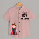 Scary Night Shirt | Personalized Kids Shirt for Halloween Festivities - PEACH - 0 - 6 Months Old (Chest 23")
