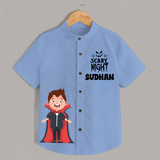 Scary Night Vampire Print Kids Shirt  - SKY BLUE - 0 - 6 Months Old (Chest 23")