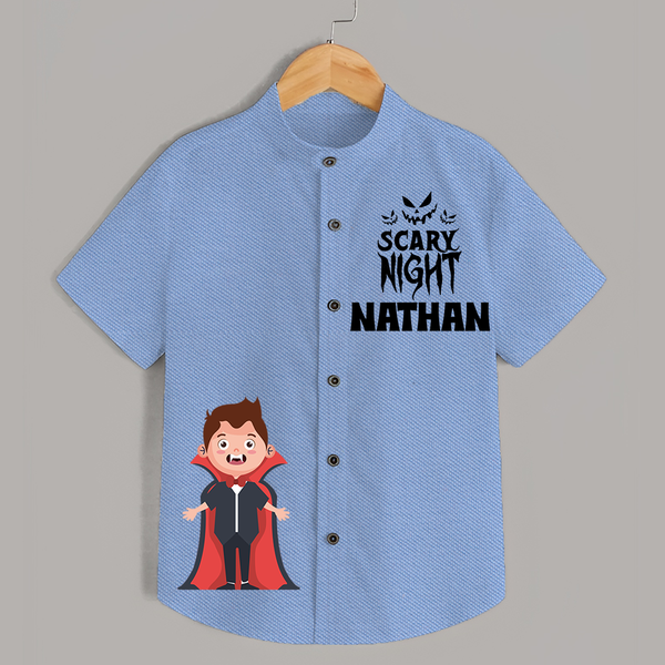 Scary Night Shirt | Personalized Kids Shirt for Halloween Festivities - SKY BLUE - 0 - 6 Months Old (Chest 23")