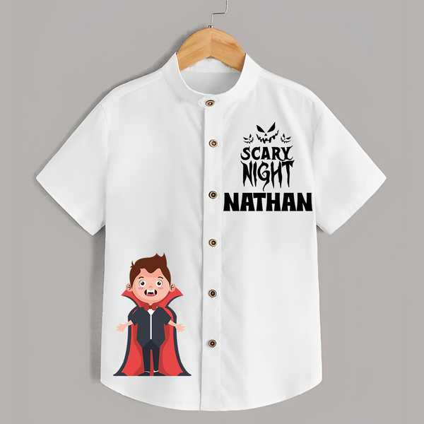 Scary Night Shirt | Personalized Kids Shirt for Halloween Festivities - WHITE - 0 - 6 Months Old (Chest 23")