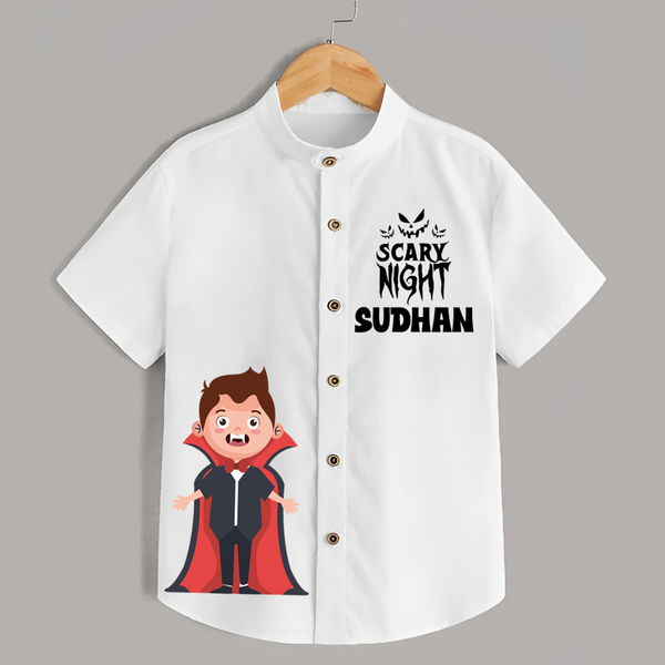 Scary Night Vampire Print Kids Shirt  - WHITE - 0 - 6 Months Old (Chest 23")