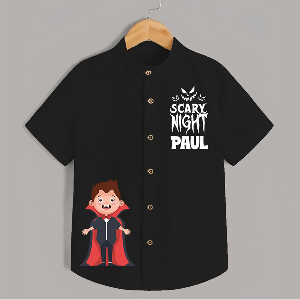Scary Night Shirt | Personalized Kids Shirt for Halloween Festivities - BLACK - 0 - 6 Months Old (Chest 23")