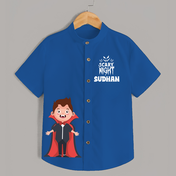 Scary Night Vampire Print Kids Shirt  - COBALT BLUE - 0 - 6 Months Old (Chest 23")