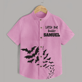 Little Bat Buddy Shirt | Custom Kids Shirt for Spooky Fun - BABY PINK - 0 - 6 Months Old (Chest 23")