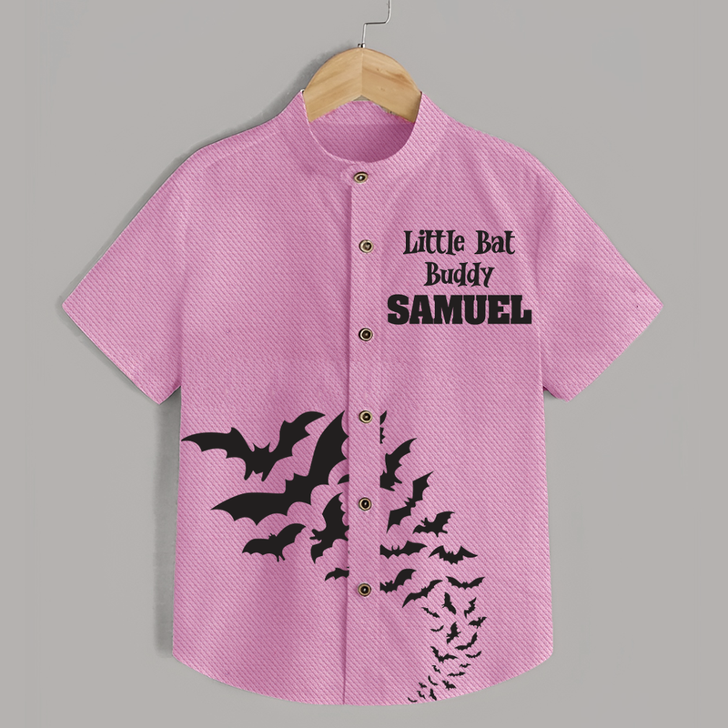 Little Bat Buddy Shirt | Custom Kids Shirt for Spooky Fun - BABY PINK - 0 - 6 Months Old (Chest 23")