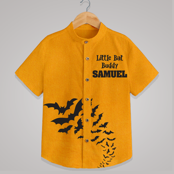 Little Bat Buddy Shirt | Custom Kids Shirt for Spooky Fun - CHROME YELLOW - 0 - 6 Months Old (Chest 23")
