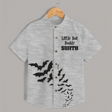 Little Bat Buddy Halloween Print Kids Shirt  - GREY - 0 - 6 Months Old (Chest 23")
