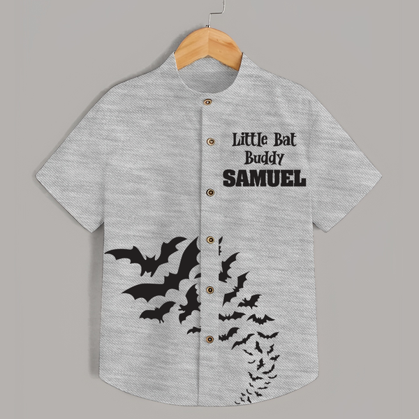 Little Bat Buddy Shirt | Custom Kids Shirt for Spooky Fun - GREY - 0 - 6 Months Old (Chest 23")