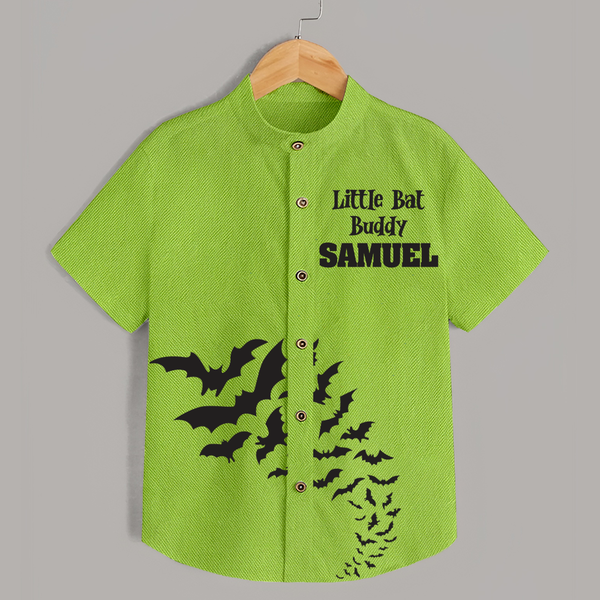 Little Bat Buddy Shirt | Custom Kids Shirt for Spooky Fun - LIME GREEN - 0 - 6 Months Old (Chest 23")