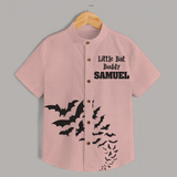 Little Bat Buddy Shirt | Custom Kids Shirt for Spooky Fun - PEACH - 0 - 6 Months Old (Chest 23")