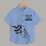 Little Bat Buddy Halloween Print Kids Shirt  - SKY BLUE - 0 - 6 Months Old (Chest 23")
