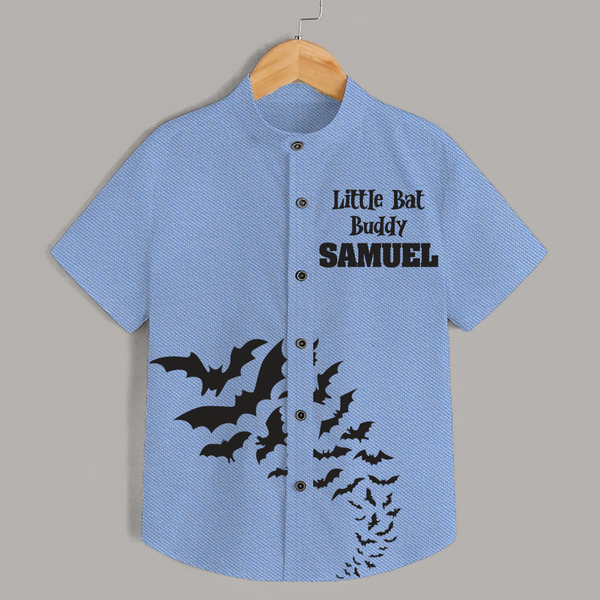 Little Bat Buddy Shirt | Custom Kids Shirt for Spooky Fun - SKY BLUE - 0 - 6 Months Old (Chest 23")