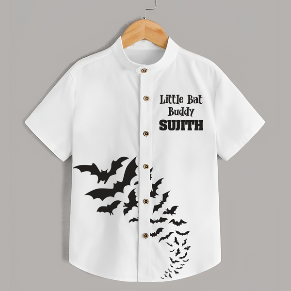 Little Bat Buddy Halloween Print Kids Shirt  - WHITE - 0 - 6 Months Old (Chest 23")