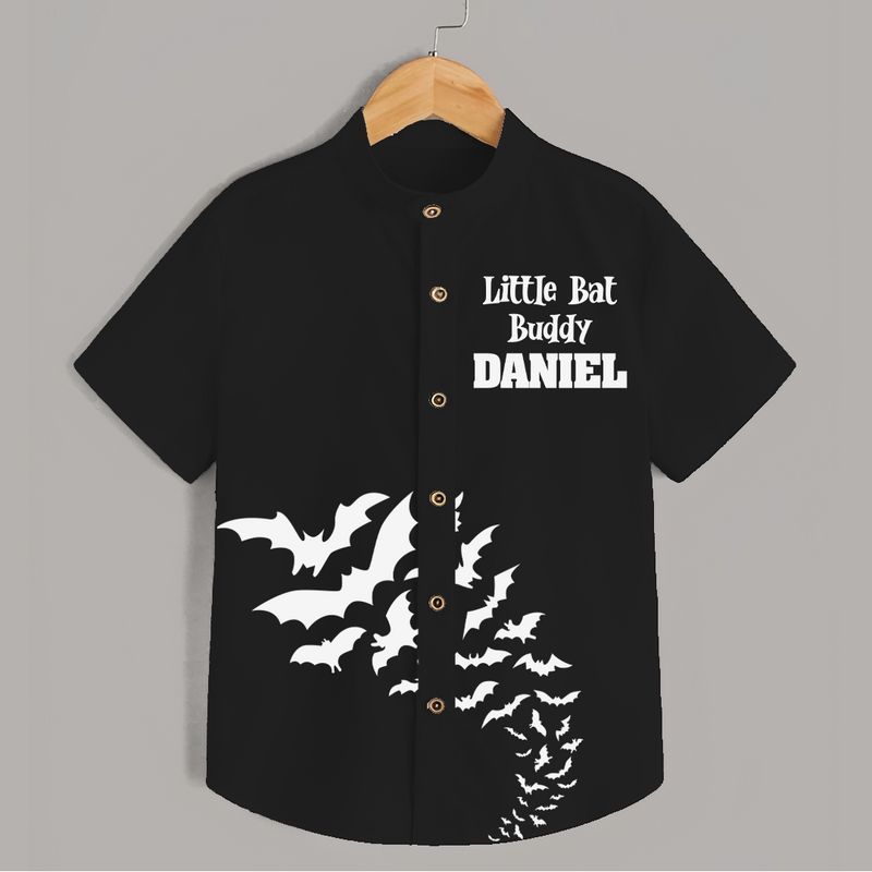 Little Bat Buddy Shirt | Custom Kids Shirt for Spooky Fun - BLACK - 0 - 6 Months Old (Chest 23")