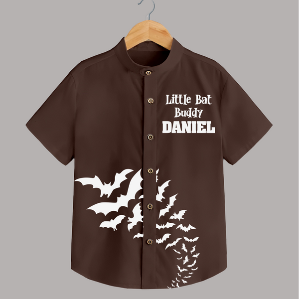 Little Bat Buddy Shirt | Custom Kids Shirt for Spooky Fun - CHOCOLATE BROWN - 0 - 6 Months Old (Chest 23")