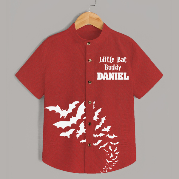 Little Bat Buddy Shirt | Custom Kids Shirt for Spooky Fun - RED - 0 - 6 Months Old (Chest 23")
