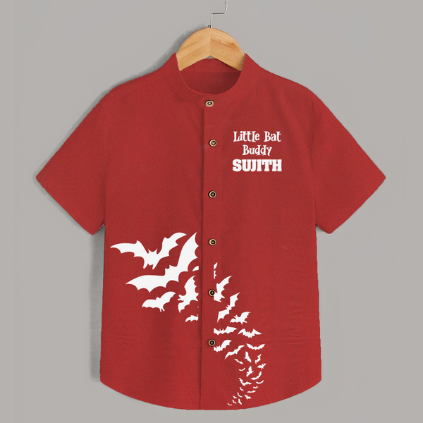 Little Bat Buddy Halloween Print Kids Shirt  - RED - 0 - 6 Months Old (Chest 23")
