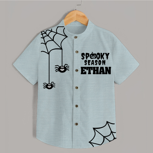 Spooky Season Shirt | Personalized Kids Named Shirt for Halloween - ARCTIC BLUE - 0 - 6 Months Old (Chest 23")