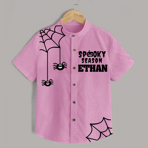 Spooky Season Shirt | Personalized Kids Named Shirt for Halloween - BABY PINK - 0 - 6 Months Old (Chest 23")