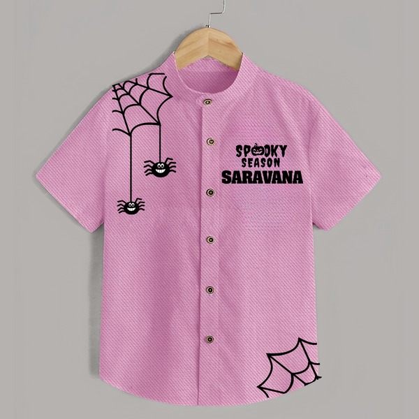 Spooky Season Spider Web Print Kids Shirt - BABY PINK - 0 - 6 Months Old (Chest 23")