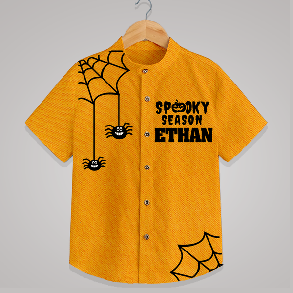 Spooky Season Shirt | Personalized Kids Named Shirt for Halloween - CHROME YELLOW - 0 - 6 Months Old (Chest 23")