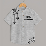 Spooky Season Spider Web Print Kids Shirt - GREY - 0 - 6 Months Old (Chest 23")