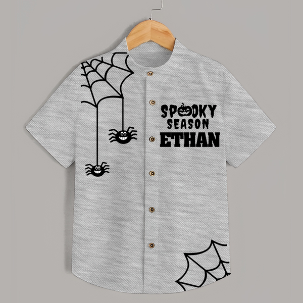 Spooky Season Shirt | Personalized Kids Named Shirt for Halloween - GREY - 0 - 6 Months Old (Chest 23")