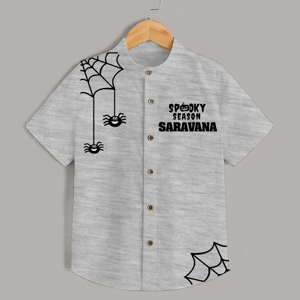 Spooky Season Spider Web Print Kids Shirt - GREY - 0 - 6 Months Old (Chest 23")