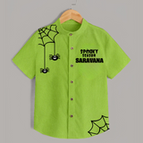 Spooky Season Spider Web Print Kids Shirt - LIME GREEN - 0 - 6 Months Old (Chest 23")