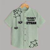Spooky Season Shirt | Personalized Kids Named Shirt for Halloween - MINT GREEN - 0 - 6 Months Old (Chest 23")