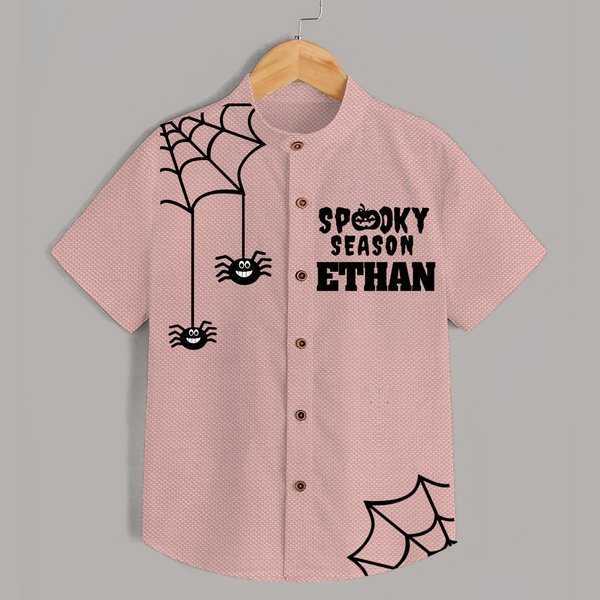 Spooky Season Shirt | Personalized Kids Named Shirt for Halloween - PEACH - 0 - 6 Months Old (Chest 23")