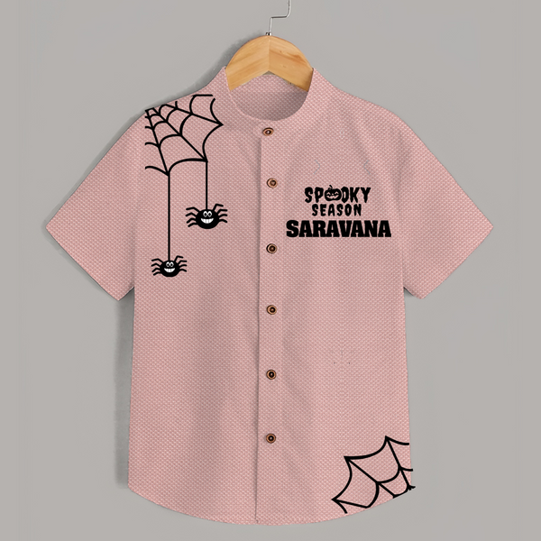 Spooky Season Spider Web Print Kids Shirt - PEACH - 0 - 6 Months Old (Chest 23")