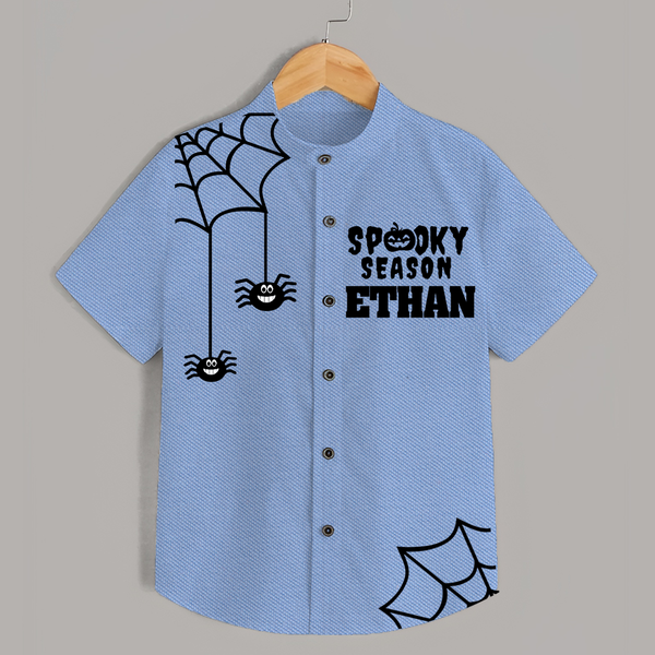 Spooky Season Shirt | Personalized Kids Named Shirt for Halloween - SKY BLUE - 0 - 6 Months Old (Chest 23")