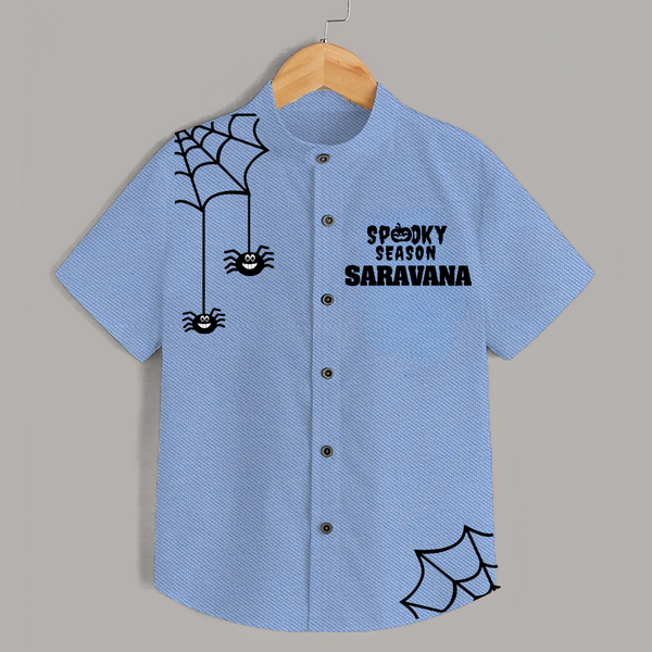 Spooky Season Spider Web Print Kids Shirt - SKY BLUE - 0 - 6 Months Old (Chest 23")