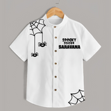 Spooky Season Spider Web Print Kids Shirt - WHITE - 0 - 6 Months Old (Chest 23")