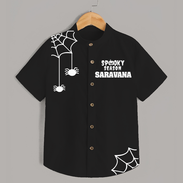 Spooky Season Spider Web Print Kids Shirt - BLACK - 0 - 6 Months Old (Chest 23")