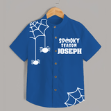 Spooky Season Shirt | Personalized Kids Named Shirt for Halloween - COBALT BLUE - 0 - 6 Months Old (Chest 23")