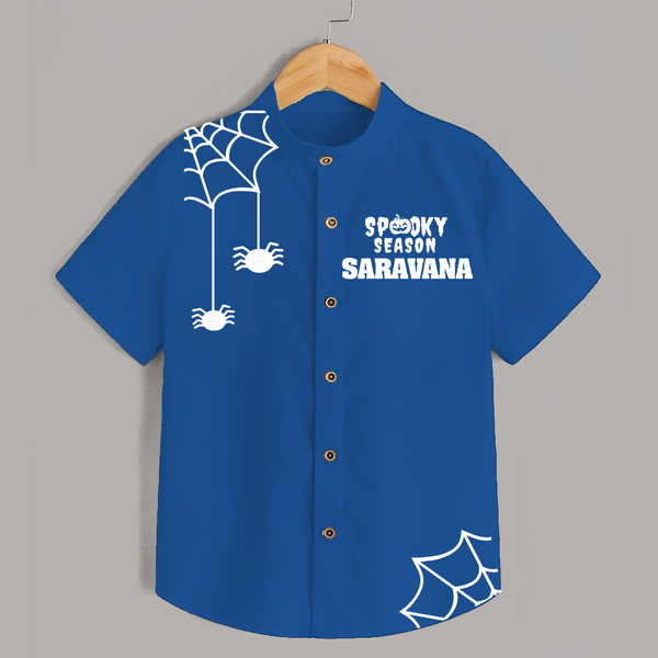 Spooky Season Spider Web Print Kids Shirt - COBALT BLUE - 0 - 6 Months Old (Chest 23")