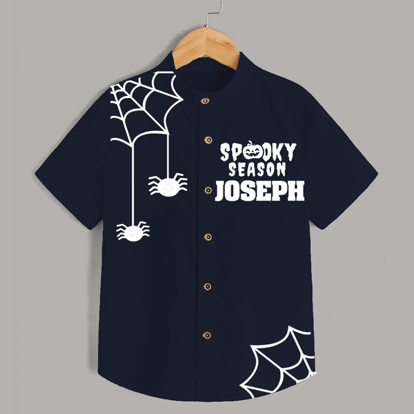 Spooky Season Shirt | Personalized Kids Named Shirt for Halloween - NAVY BLUE - 0 - 6 Months Old (Chest 23")