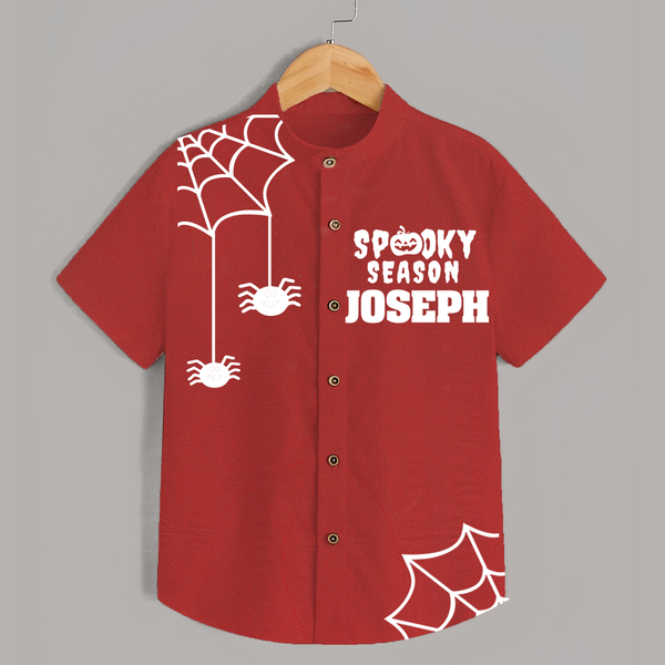 Spooky Season Shirt | Personalized Kids Named Shirt for Halloween - RED - 0 - 6 Months Old (Chest 23")