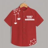 Spooky Season Spider Web Print Kids Shirt - RED - 0 - 6 Months Old (Chest 23")