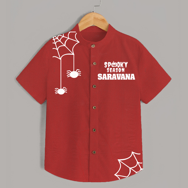 Spooky Season Spider Web Print Kids Shirt - RED - 0 - 6 Months Old (Chest 23")