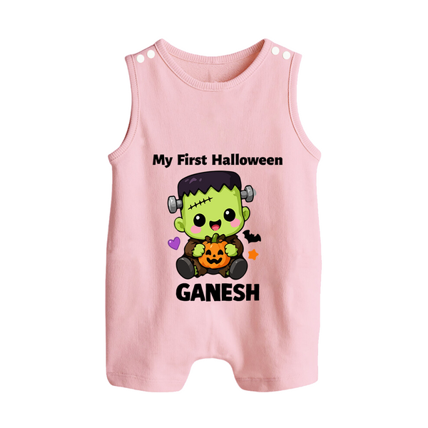 My First Little Frankenstein First Halloween Romper Suit  - BABY PINK - New Born (Chest 18")