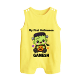 My First Little Frankenstein First Halloween Romper Suit  - PASTEL YELLOW - New Born (Chest 18")