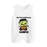 My First Little Frankenstein First Halloween Romper Suit  - WHITE - New Born (Chest 18")