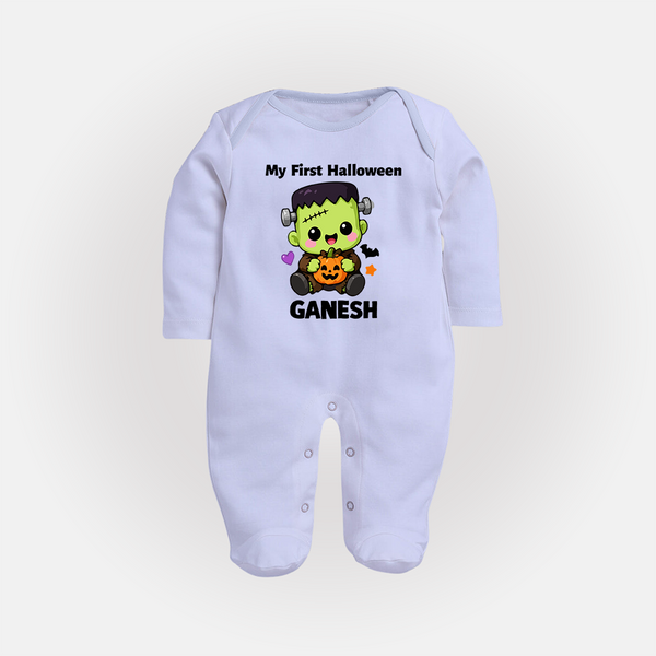 My First Little Frankenstein First Halloween Full Body Suit - BABY BLUE - New Born (Chest 7.5")